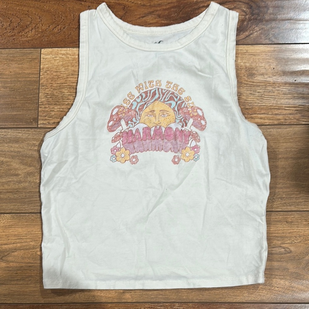 Hollister Green Graphic Crop Tank Top